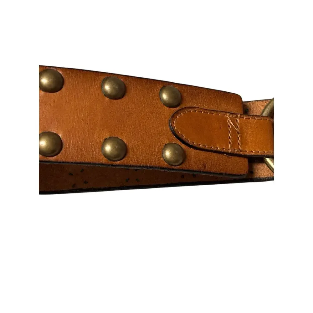 Abercrombie & Fitch Studded Leather Belt Brown Size Small 42” - Picture 6 of 6